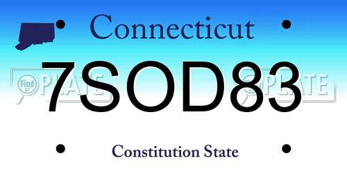 7SOD83 Connecticut License Plate