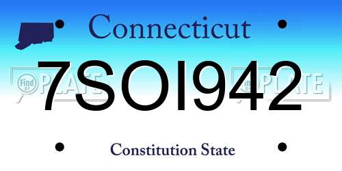 7SOI942 Connecticut License Plate