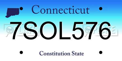 7SOL576 Connecticut License Plate