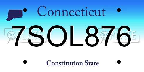 7SOL876 Connecticut License Plate