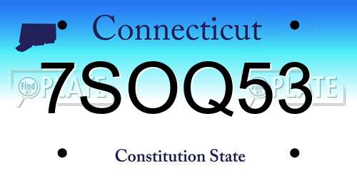 7SOQ53 Connecticut License Plate