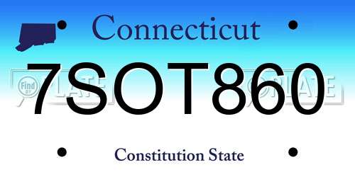 7SOT860 Connecticut License Plate