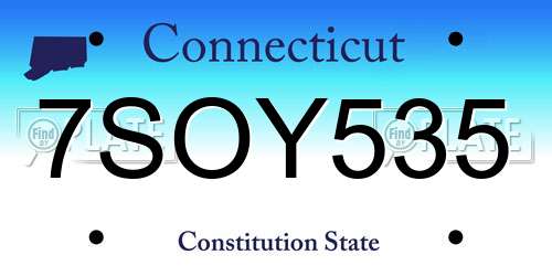 7SOY535 Connecticut License Plate