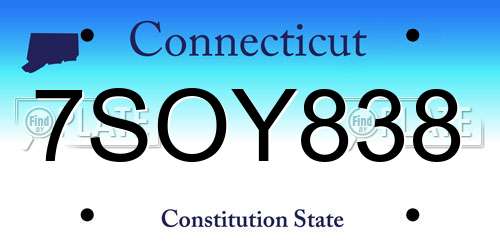 7SOY838 Connecticut License Plate