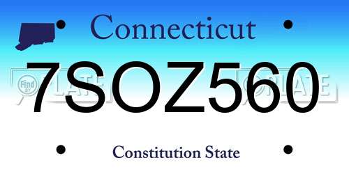 7SOZ560 Connecticut License Plate