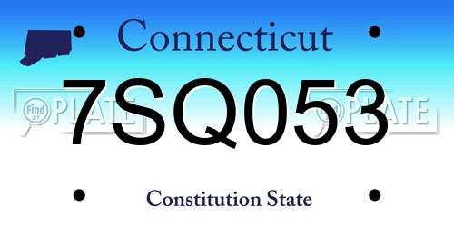 7SQ053 Connecticut License Plate