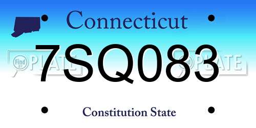 7SQ083 Connecticut License Plate