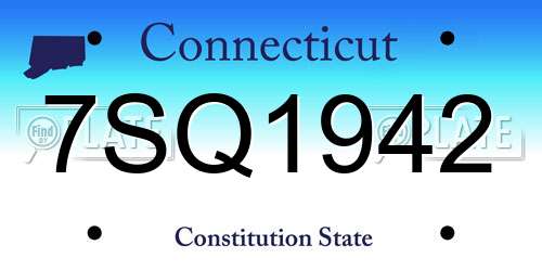 7SQ1942 Connecticut License Plate