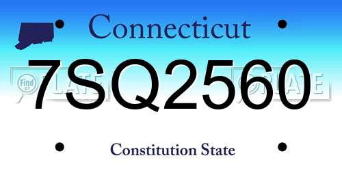 7SQ2560 Connecticut License Plate
