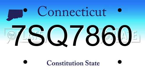 7SQ7860 Connecticut License Plate