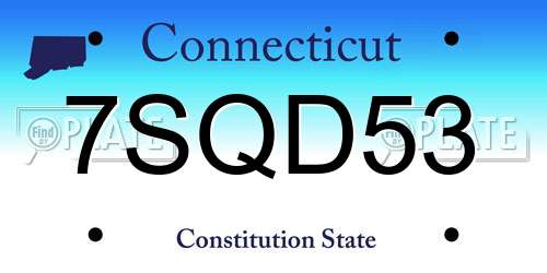 7SQD53 Connecticut License Plate