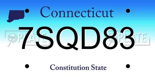 7SQD83 Connecticut License Plate