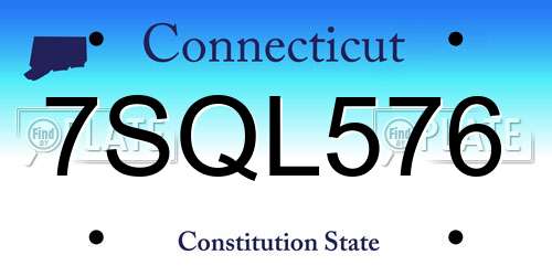 7SQL576 Connecticut License Plate