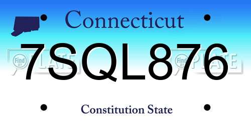 7SQL876 Connecticut License Plate