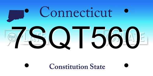 7SQT560 Connecticut License Plate