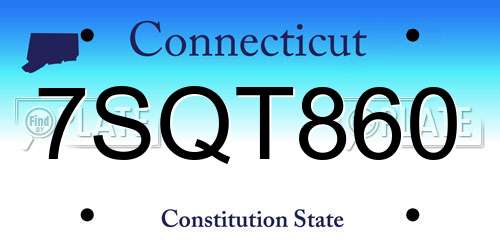 7SQT860 Connecticut License Plate