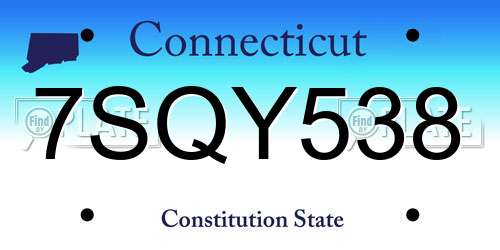 7SQY538 Connecticut License Plate