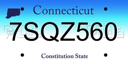 7SQZ560 Connecticut License Plate