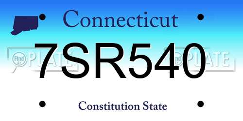 7SR540 Connecticut License Plate