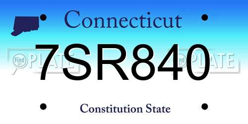 7SR840 Connecticut License Plate