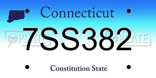 7SS382 Connecticut License Plate
