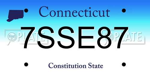 7SSE87 Connecticut License Plate