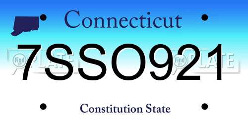 7SSO921 Connecticut License Plate