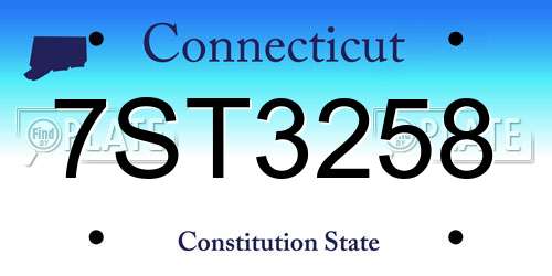7ST3258 Connecticut License Plate