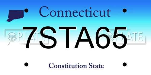 7STA65 Connecticut License Plate