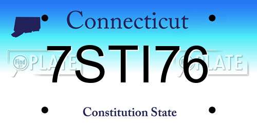7STI76 Connecticut License Plate