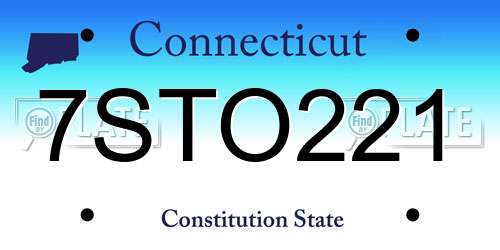 7STO221 Connecticut License Plate
