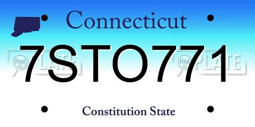 7STO771 Connecticut License Plate