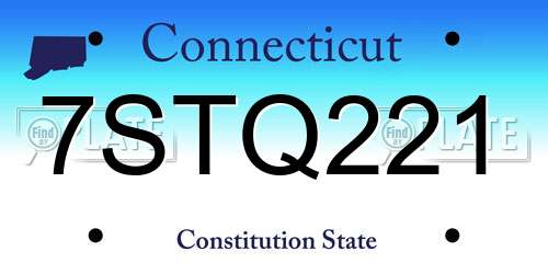 7STQ221 Connecticut License Plate