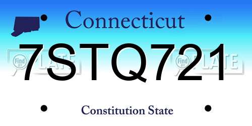 7STQ721 Connecticut License Plate