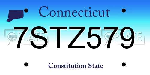 7STZ579 Connecticut License Plate