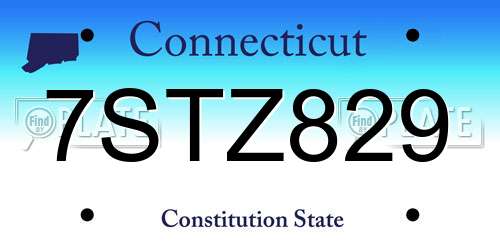 7STZ829 Connecticut License Plate