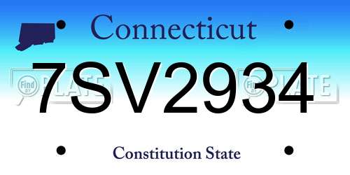 7SV2934 Connecticut License Plate