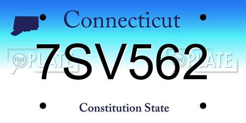 7SV562 Connecticut License Plate