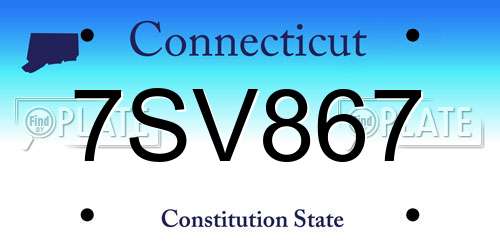 7SV867 Connecticut License Plate