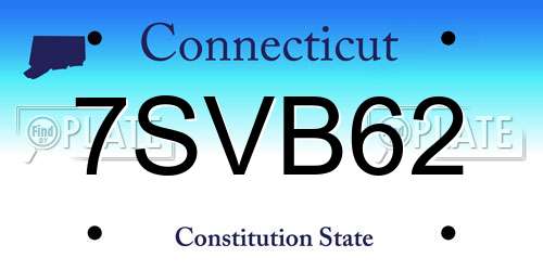 7SVB62 Connecticut License Plate