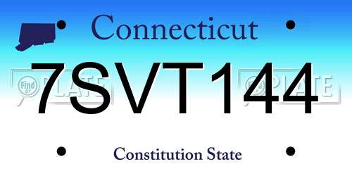 7SVT144 Connecticut License Plate