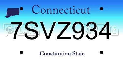 7SVZ934 Connecticut License Plate