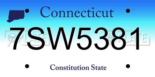 7SW5381 Connecticut License Plate