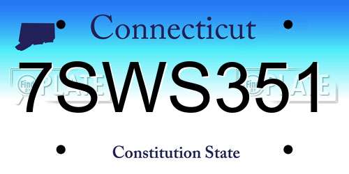 7SWS351 Connecticut License Plate