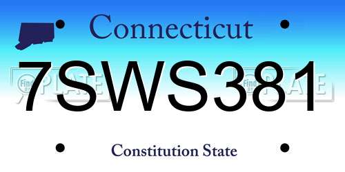 7SWS381 Connecticut License Plate