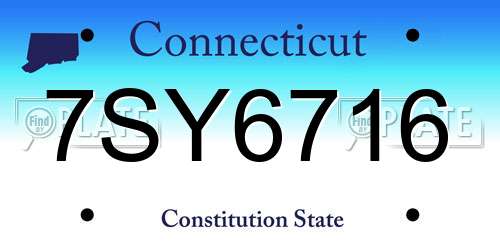 7SY6716 Connecticut License Plate