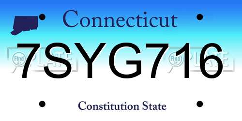 7SYG716 Connecticut License Plate
