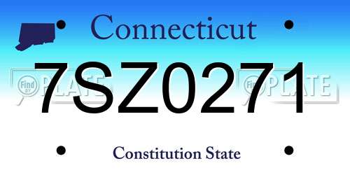 7SZ0271 Connecticut License Plate