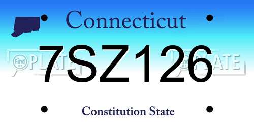 7SZ126 Connecticut License Plate