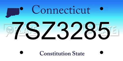 7SZ3285 Connecticut License Plate